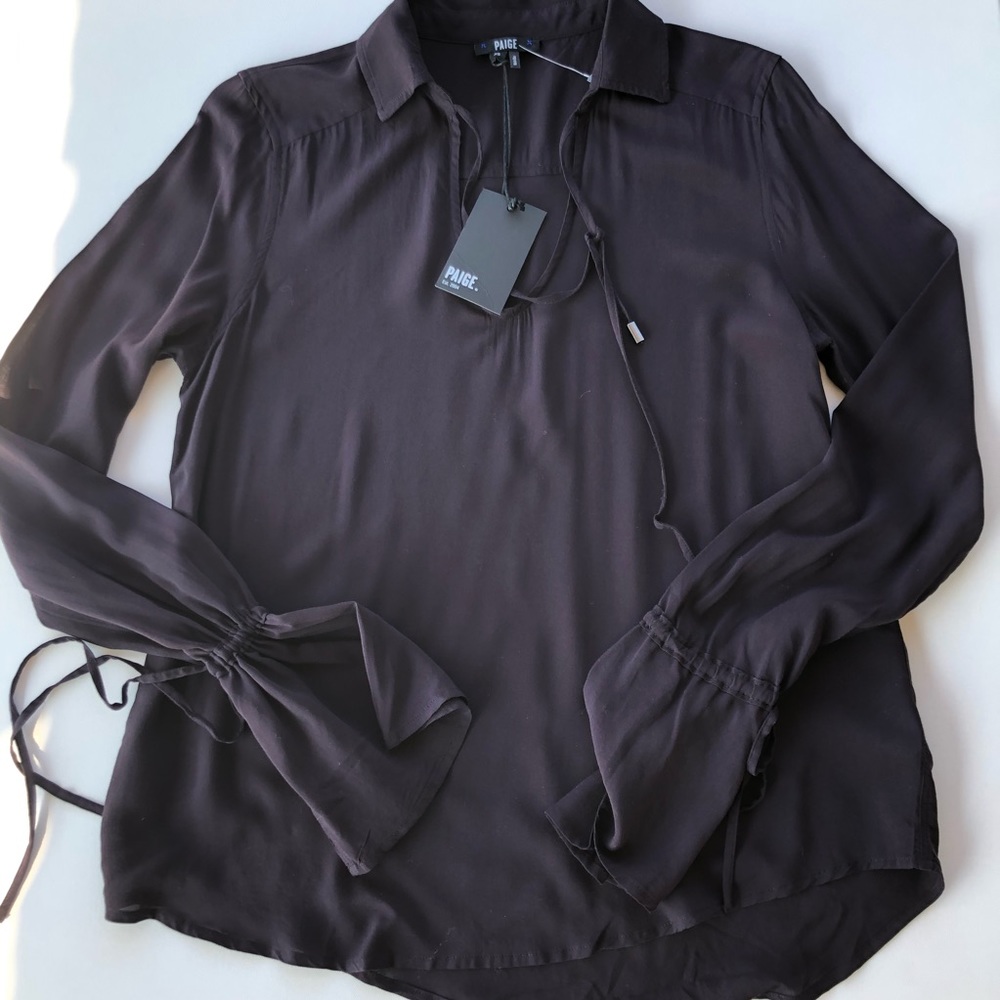 NWT PAIGE WOMEN CALISSA BLACK CHERRY SHIRT. - Picture 5 of 7